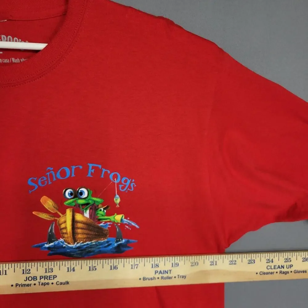Senor Frogs Nassau Bahamas T-shirt Mens Large Red Graphic 100% Cotton Crew Neck - Picture 7 of 10